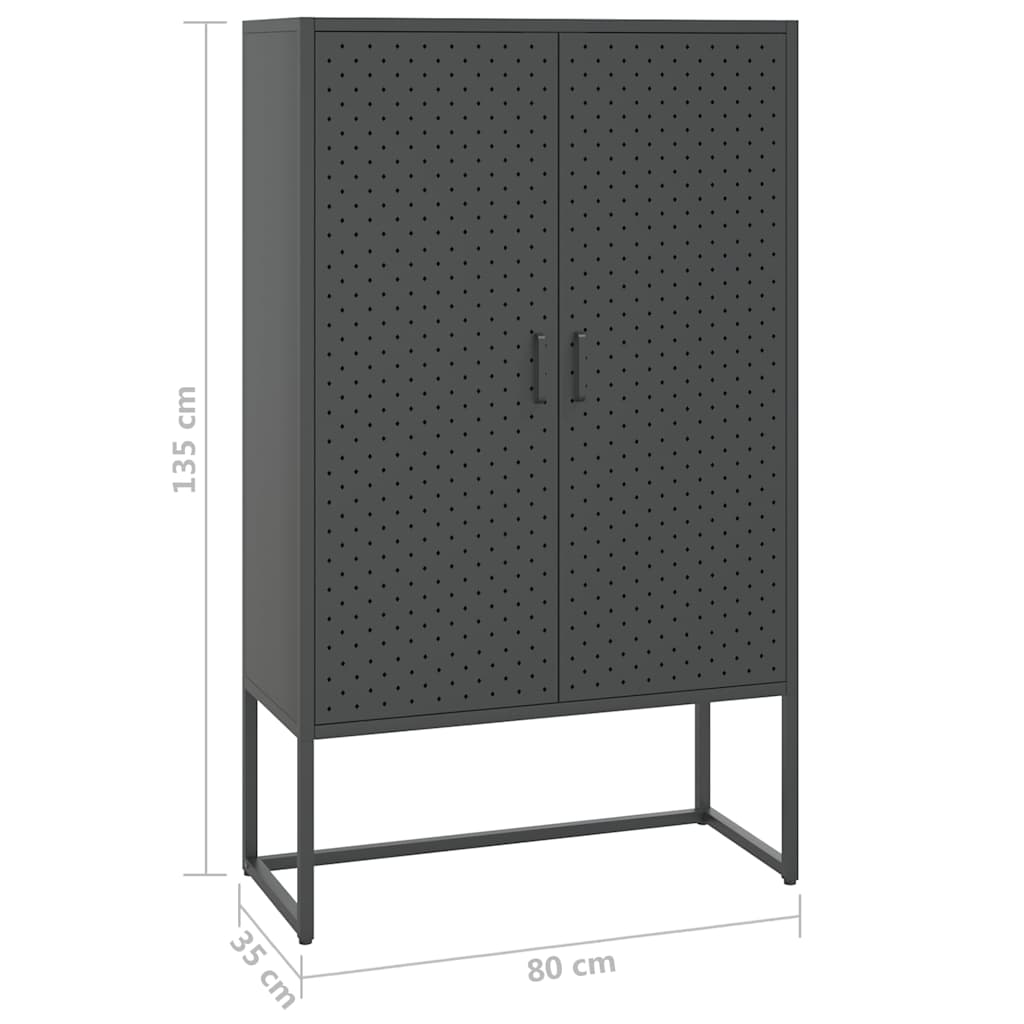 335876 vidaXL Highboard Anthracite 80x35x135 cm Steel