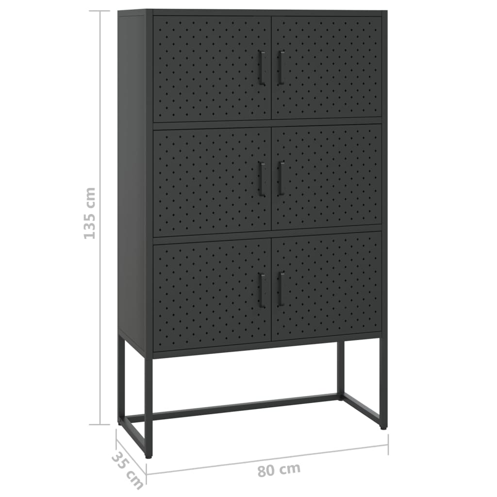 Highboard | Black | Steel | Medium | Highboard Cabinet | Rectangular