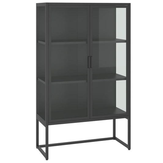 Highboard Anthracite 80x35x135 cm Steel and Tempered Glass Highboard Anthracite 80x35x135 cm Steel and Tempered Glass