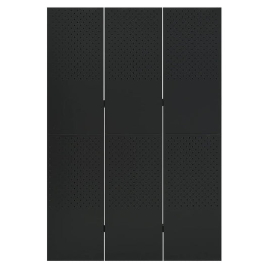 3-Panel Room Divider Black 120x180 cm Steel 3-Panel Room Divider Black 120x180 cm Steel