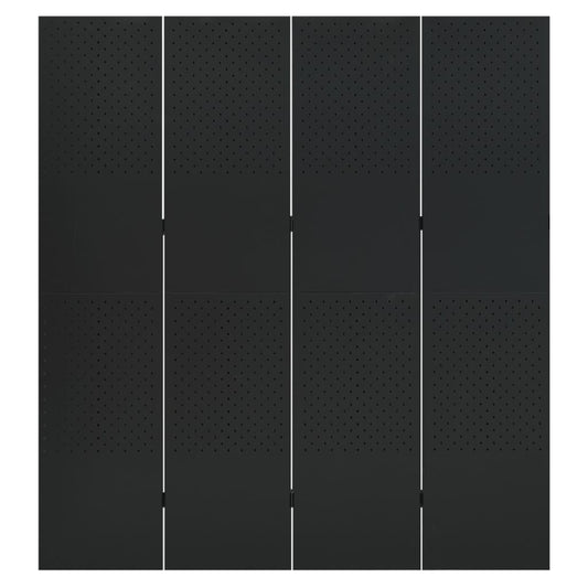 4-Panel Room Divider Black 160x180 cm Steel 4-Panel Room Divider Black 160x180 cm Steel