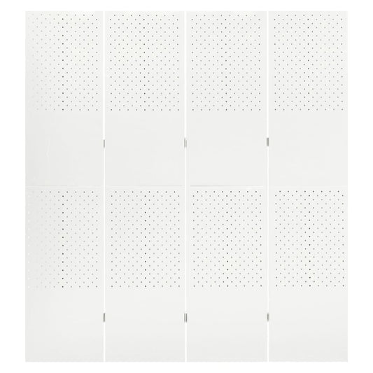4-Panel Room Divider White 160x180 cm Steel 4-Panel Room Divider White 160x180 cm Steel