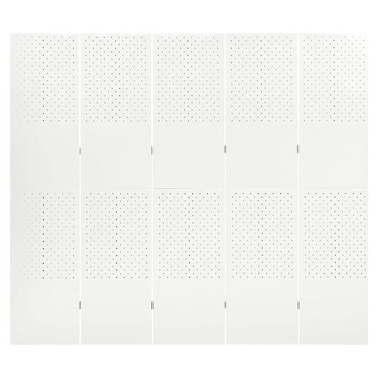5-Panel Room Divider White 200x180 cm Steel 5-Panel Room Divider White 200x180 cm Steel
