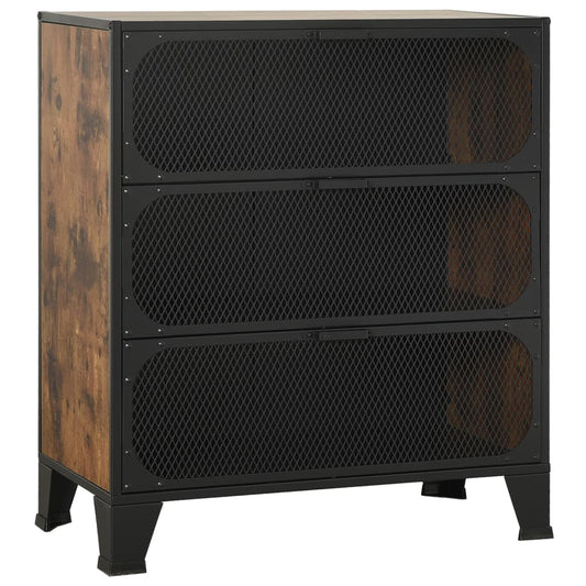 Storage Cabinet Rustic Brown 72x36x82 cm Metal and MDF Storage Cabinet Rustic Brown 72x36x82 cm Metal and MDF