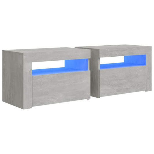 Bedside Cabinets 2 pcs with LEDs Concrete Grey 60x35x40 cm Bedside Cabinets 2 pcs with LEDs Concrete Grey 60x35x40 cm