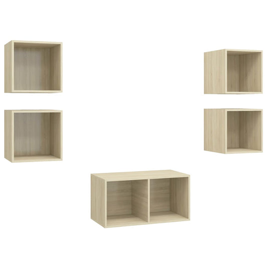 5 Piece TV Cabinet Set Sonoma Oak Engineered Wood 5 Piece TV Cabinet Set Sonoma Oak Engineered Wood