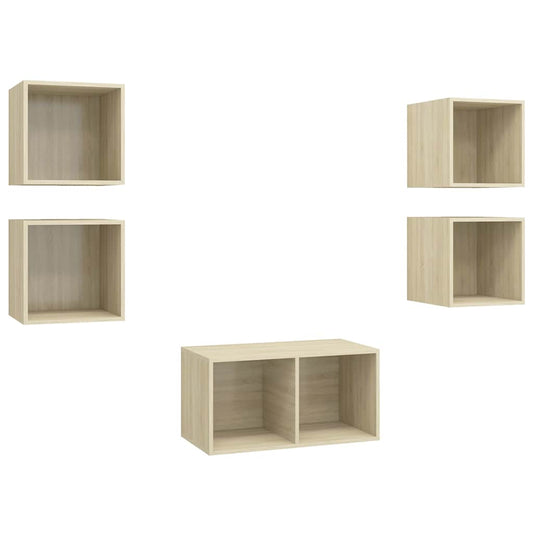 5 Piece TV Cabinet Set Sonoma Oak Engineered Wood 5 Piece TV Cabinet Set Sonoma Oak Engineered Wood