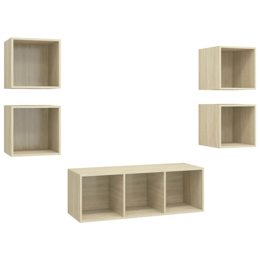 5 Piece TV Cabinet Set Sonoma Oak Engineered Wood 5 Piece TV Cabinet Set Sonoma Oak Engineered Wood