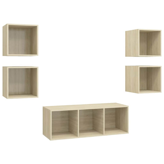 5 Piece TV Cabinet Set Sonoma Oak Engineered Wood 5 Piece TV Cabinet Set Sonoma Oak Engineered Wood