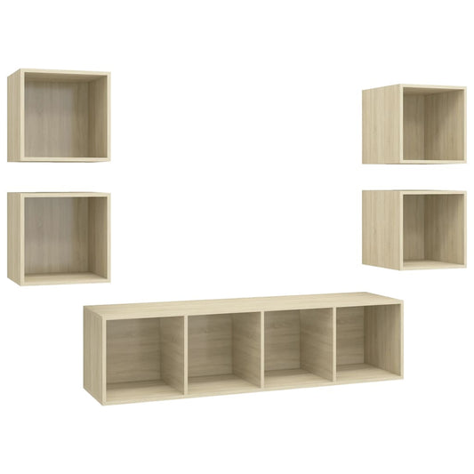 5 Piece TV Cabinet Set Sonoma Oak Engineered Wood 5 Piece TV Cabinet Set Sonoma Oak Engineered Wood