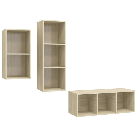 3 Piece TV Cabinet Set Sonoma Oak Engineered Wood 3 Piece TV Cabinet Set Sonoma Oak Engineered Wood