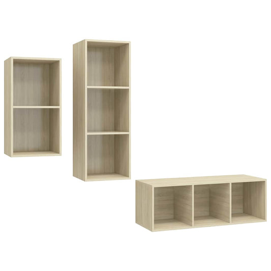 3 Piece TV Cabinet Set Sonoma Oak Engineered Wood 3 Piece TV Cabinet Set Sonoma Oak Engineered Wood