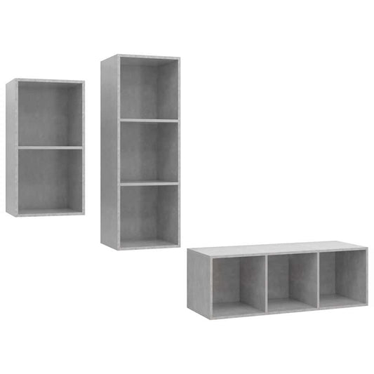 3 Piece TV Cabinet Set Concrete Grey Engineered Wood 3 Piece TV Cabinet Set Concrete Grey Engineered Wood