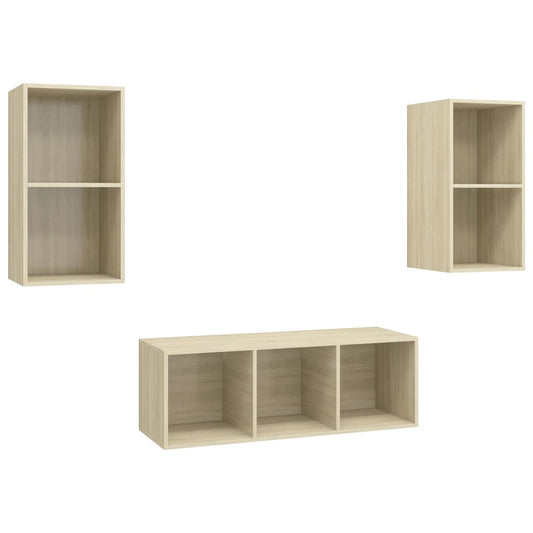3 Piece TV Cabinet Set Sonoma Oak Engineered Wood 3 Piece TV Cabinet Set Sonoma Oak Engineered Wood