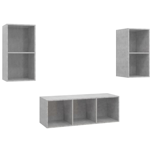 3 Piece TV Cabinet Set Concrete Grey Engineered Wood 3 Piece TV Cabinet Set Concrete Grey Engineered Wood