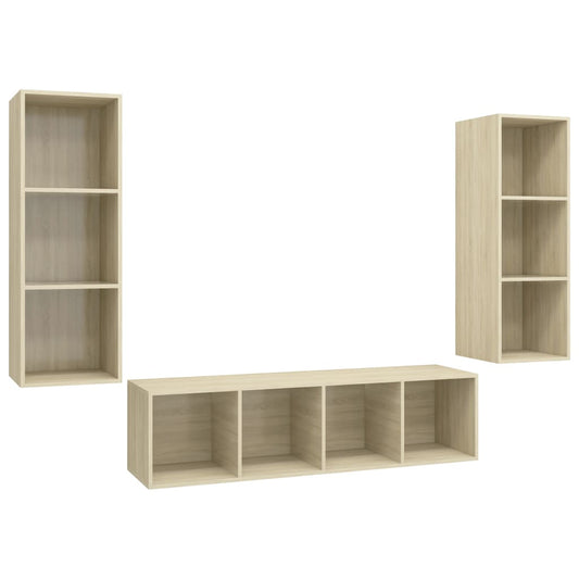 3 Piece TV Cabinet Set Sonoma Oak Engineered Wood 3 Piece TV Cabinet Set Sonoma Oak Engineered Wood