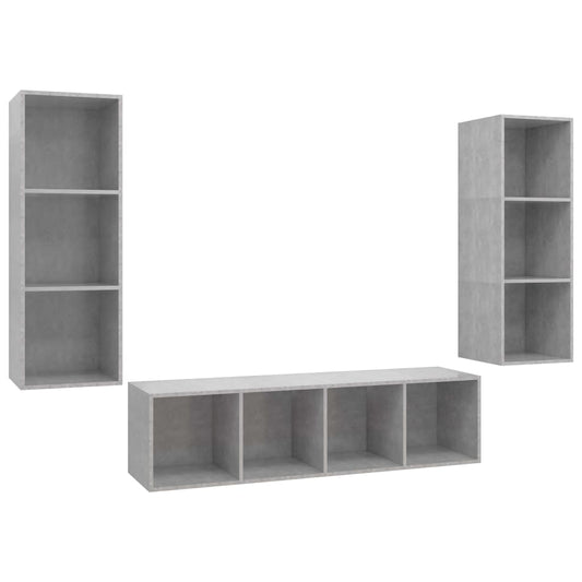 3 Piece TV Cabinet Set Concrete Grey Engineered Wood 3 Piece TV Cabinet Set Concrete Grey Engineered Wood