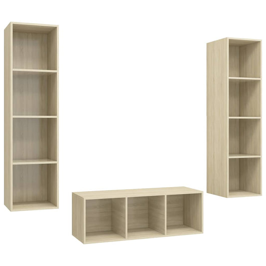 3 Piece TV Cabinet Set Sonoma Oak Engineered Wood 3 Piece TV Cabinet Set Sonoma Oak Engineered Wood