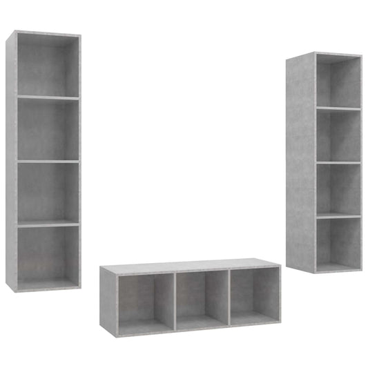 3 Piece TV Cabinet Set Concrete Grey Engineered Wood 3 Piece TV Cabinet Set Concrete Grey Engineered Wood