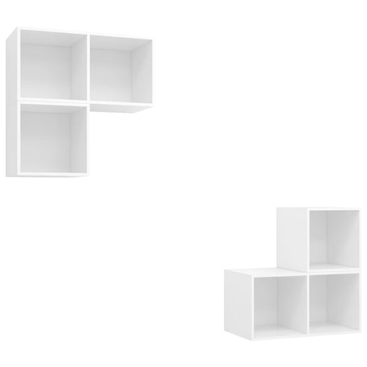 4 Piece TV Cabinet Set White Engineered Wood 4 Piece TV Cabinet Set White Engineered Wood