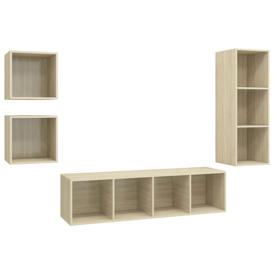4 Piece TV Cabinet Set Sonoma Oak Engineered Wood 4 Piece TV Cabinet Set Sonoma Oak Engineered Wood