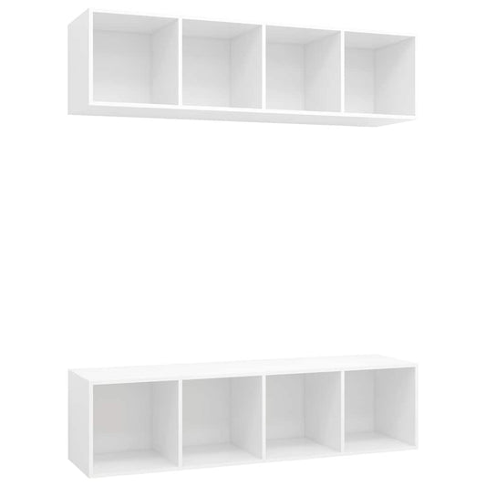 2 Piece Wall-mounted TV Cabinet Set White Engineered Wood 2 Piece Wall-mounted TV Cabinet Set White Engineered Wood