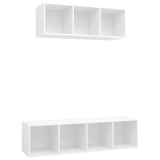 2 Piece TV Cabinet Set White Engineered Wood 2 Piece TV Cabinet Set White Engineered Wood