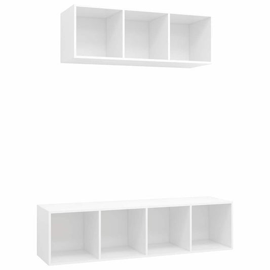 2 Piece TV Cabinet Set White Engineered Wood 2 Piece TV Cabinet Set White Engineered Wood
