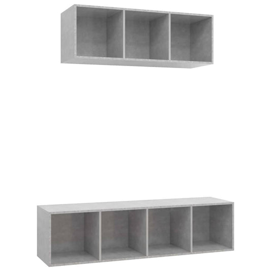 2 Piece TV Cabinet Set Concrete Grey Engineered Wood 2 Piece TV Cabinet Set Concrete Grey Engineered Wood