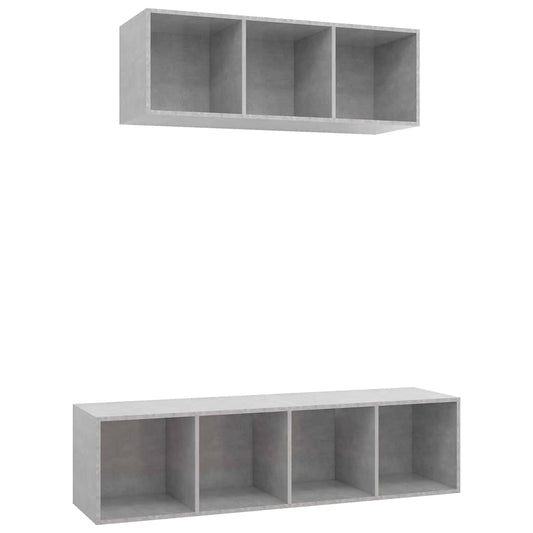 2 Piece TV Cabinet Set Concrete Grey Engineered Wood 2 Piece TV Cabinet Set Concrete Grey Engineered Wood