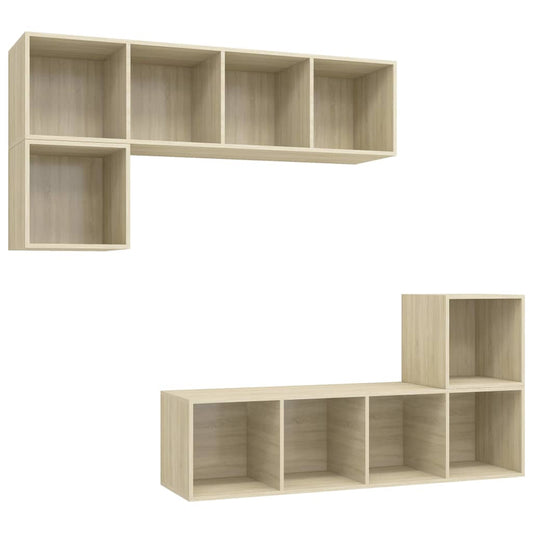 4 Piece TV Cabinet Set Sonoma Oak Engineered Wood 4 Piece TV Cabinet Set Sonoma Oak Engineered Wood