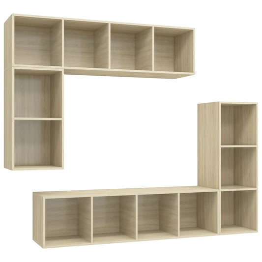 4 Piece TV Cabinet Set Sonoma Oak Engineered Wood 4 Piece TV Cabinet Set Sonoma Oak Engineered Wood