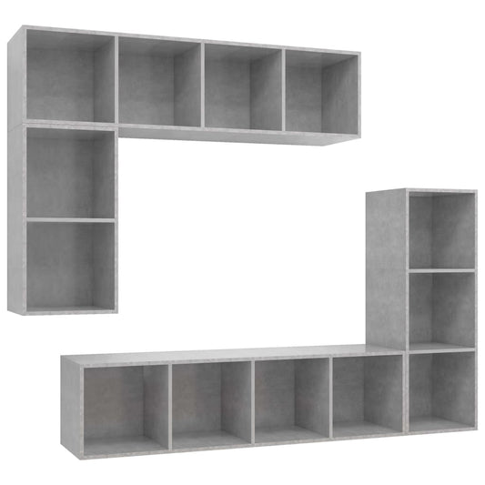 4 Piece TV Cabinet Set Concrete Grey Engineered Wood 4 Piece TV Cabinet Set Concrete Grey Engineered Wood