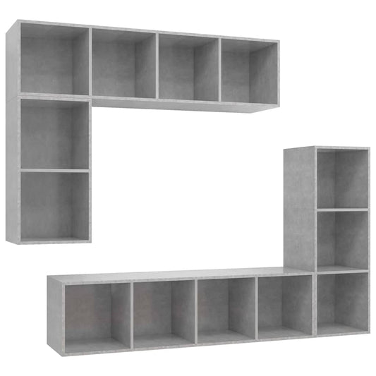 4 Piece TV Cabinet Set Concrete Grey Engineered Wood 4 Piece TV Cabinet Set Concrete Grey Engineered Wood