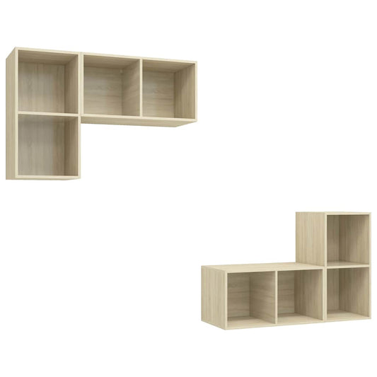 4 Piece Wall-mounted TV Cabinet Set Sonoma Oak Engineered Wood 4 Piece Wall-mounted TV Cabinet Set Sonoma Oak Engineered Wood
