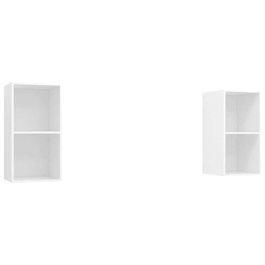 2 Piece Wall-mounted TV Cabinet Set White Engineered Wood 2 Piece Wall-mounted TV Cabinet Set White Engineered Wood