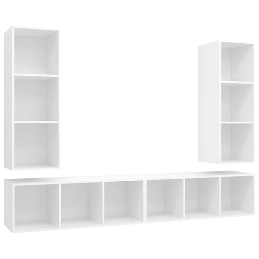 Wall-mounted TV Cabinets 4 pcs White Engineered Wood Wall-mounted TV Cabinets 4 pcs White Engineered Wood