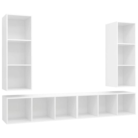 4 Piece Wall-mounted TV Cabinet Set White Engineered Wood 4 Piece Wall-mounted TV Cabinet Set White Engineered Wood