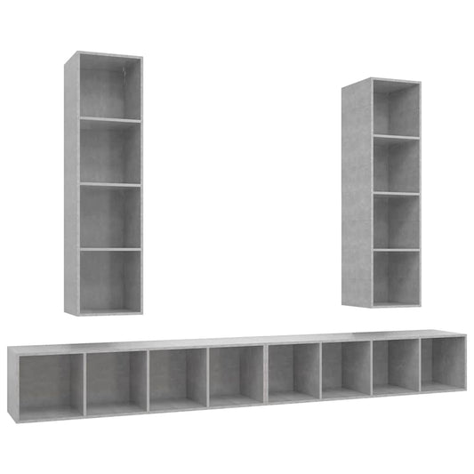 4 Piece Wall-mounted TV Cabinet Set Concrete Grey Engineered Wood 4 Piece Wall-mounted TV Cabinet Set Concrete Grey Engineered Wood