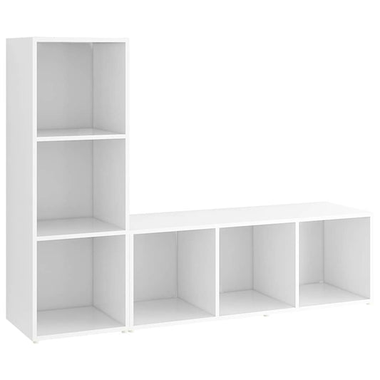 2 Piece TV Cabinet Set White 107x35x37 cm Engineered Wood 2 Piece TV Cabinet Set White 107x35x37 cm Engineered Wood