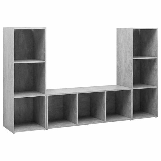 3 Piece TV Cabinet Set Concrete Grey 107x35x37 cm Engineered Wood 3 Piece TV Cabinet Set Concrete Grey 107x35x37 cm Engineered Wood
