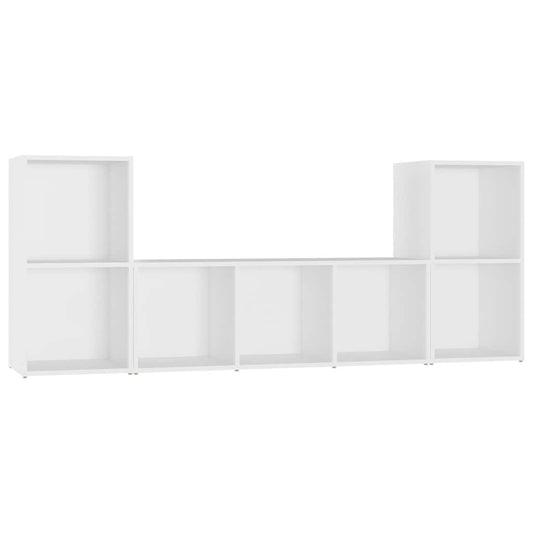 3 Piece TV Cabinet Set White Engineered Wood 3 Piece TV Cabinet Set White Engineered Wood