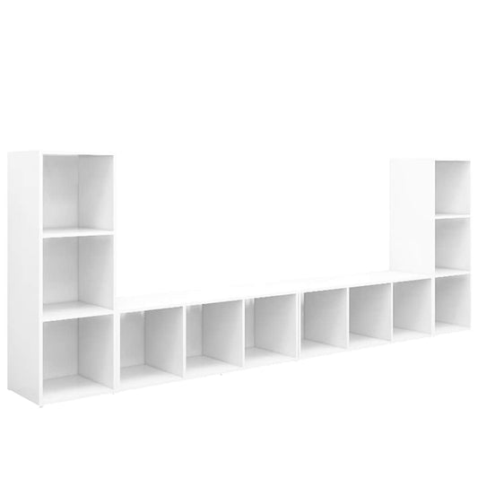 4 Piece TV Cabinet Set White 107x35x37 cm Engineered Wood 4 Piece TV Cabinet Set White 107x35x37 cm Engineered Wood