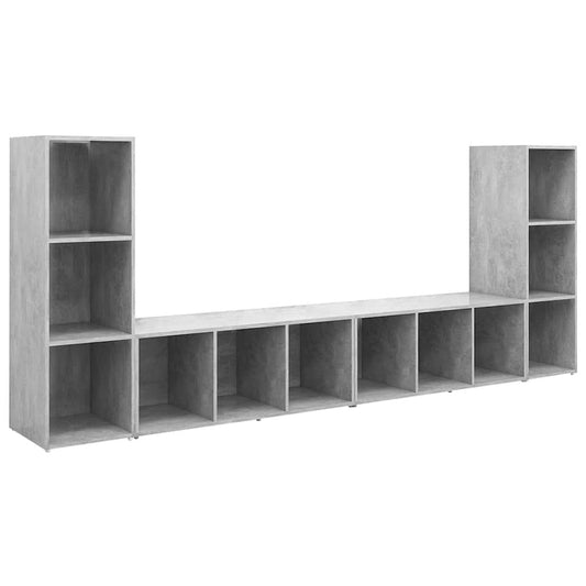 4 Piece TV Cabinet Set Concrete Grey 107x35x37 cm Engineered Wood 4 Piece TV Cabinet Set Concrete Grey 107x35x37 cm Engineered Wood