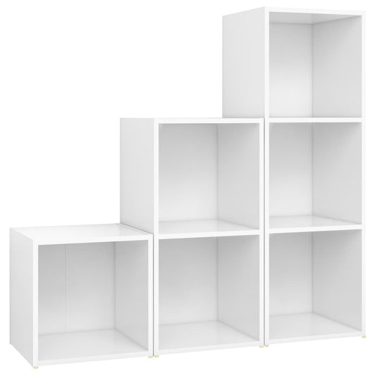 3 Piece TV Cabinet Set White Engineered Wood 3 Piece TV Cabinet Set White Engineered Wood