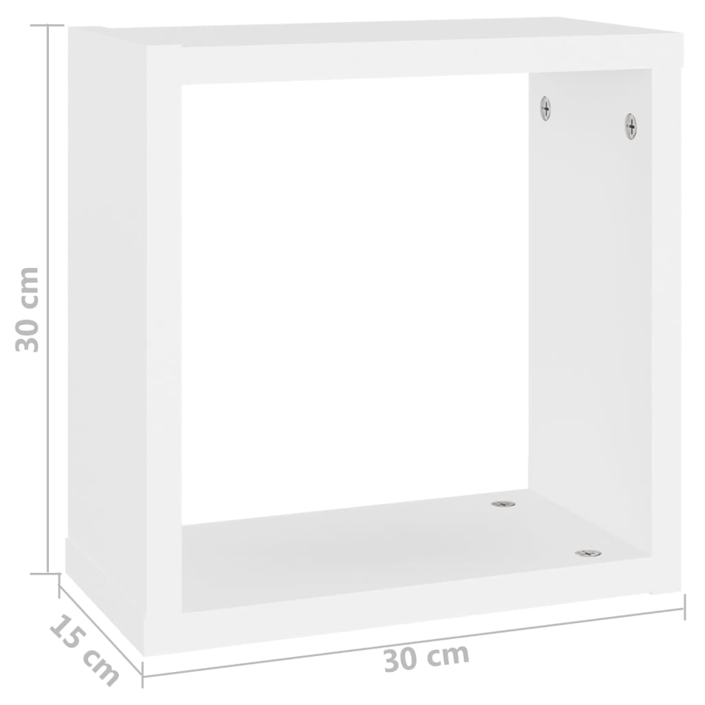 Cube Shelf | Set of 6 | White | Engineered wood | 30x15x30 cm per cube