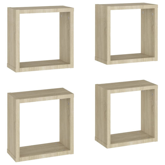Cube Shelf | Set of 4 | Sonoma oak | Engineered wood | Medium Cube Shelf | Set of 4 | Sonoma oak | Engineered wood | Medium