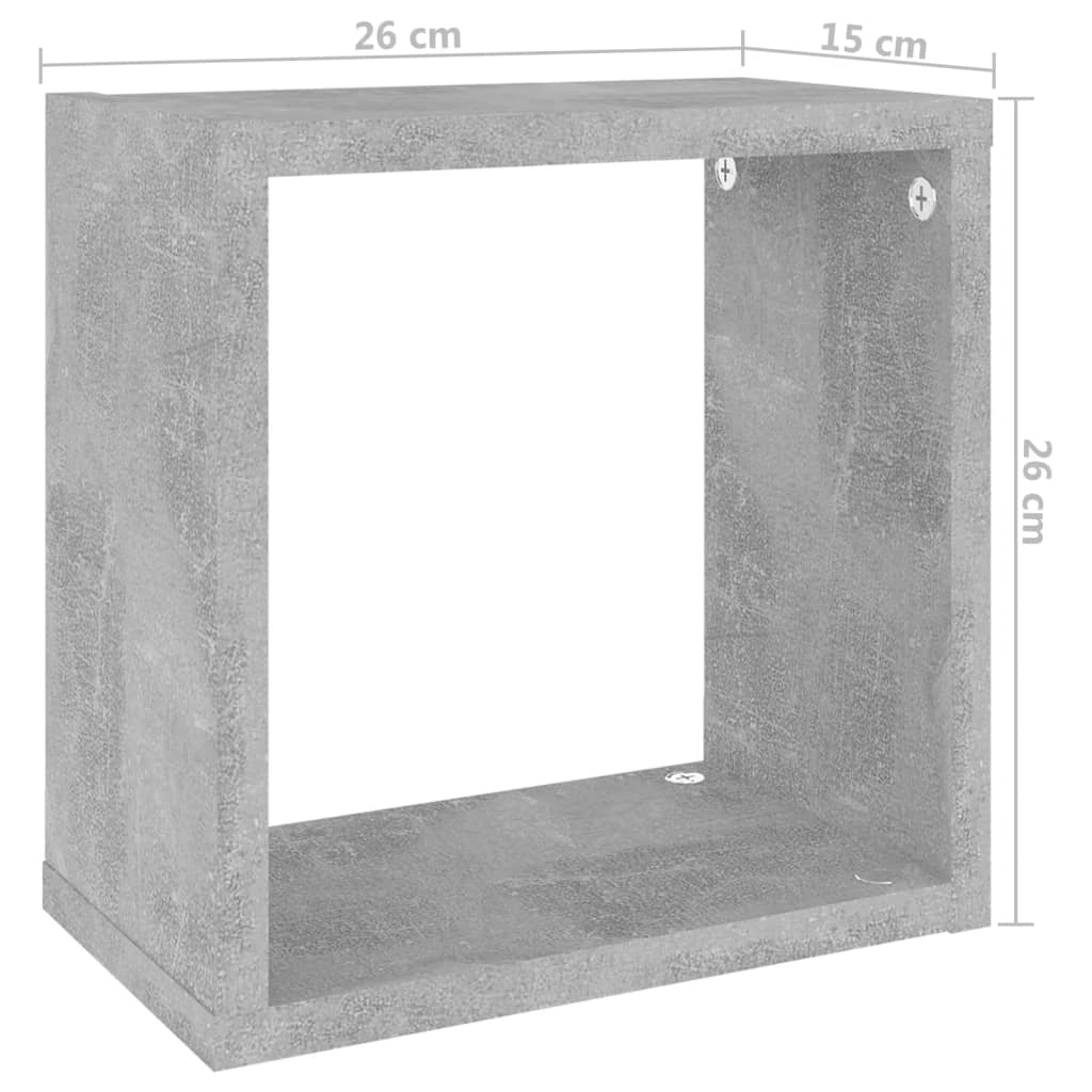 Cube Shelf | Set of 4 | Concrete grey | Engineered wood | Medium