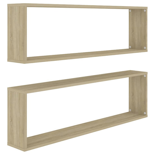 Wall Cube Shelf 2 pcs Sonoma Oak 100x15x30 cm Engineered Wood Wall Cube Shelf 2 pcs Sonoma Oak 100x15x30 cm Engineered Wood