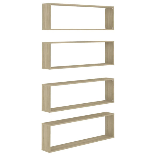 Wall Cube Shelf 4 pcs Sonoma Oak 100x15x30 cm Engineered Wood Wall Cube Shelf 4 pcs Sonoma Oak 100x15x30 cm Engineered Wood